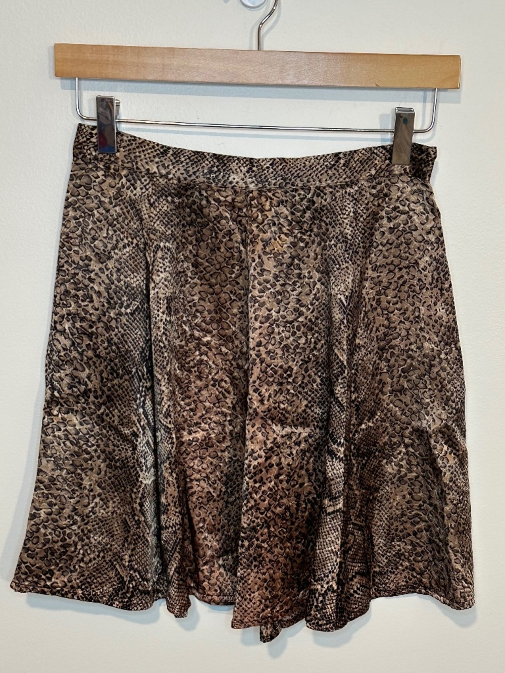 Vintage Satin Snakeskin Print Skirt Brown Size 9